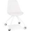Chaise de bureau sur roulettes 'SKIN' blanche avec structure en métal blanc