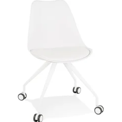 Chaise de bureau sur roulettes 'SKIN' blanche avec structure en métal blanc
