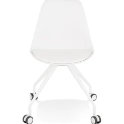 Chaise de bureau sur roulettes 'SKIN' blanche avec structure en métal blanc