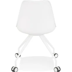 Chaise de bureau sur roulettes 'SKIN' blanche avec structure en métal blanc