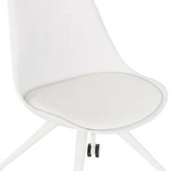Chaise de bureau sur roulettes 'SKIN' blanche avec structure en métal blanc