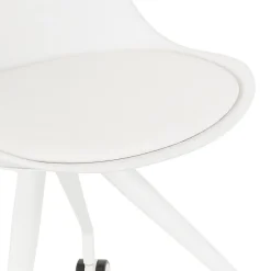 Chaise de bureau sur roulettes 'SKIN' blanche avec structure en métal blanc