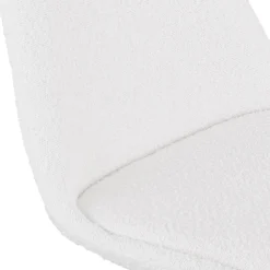 Chaise de bureau sur roulettes 'STEF' en tissu bouclé et métal blanc