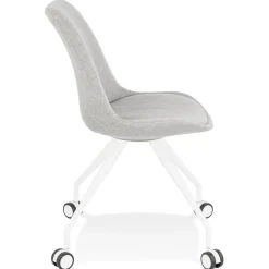 Chaise de bureau sur roulettes 'SNAP' en tissu gris structure en métal blanc