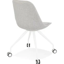 Chaise de bureau sur roulettes 'SNAP' en tissu gris structure en métal blanc