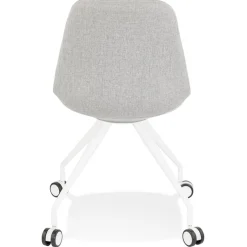 Chaise de bureau sur roulettes 'SNAP' en tissu gris structure en métal blanc