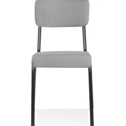Chaise de cuisine 'CLUSAZ' en velours gris classique empilable