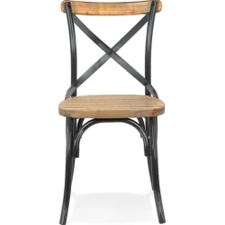 Chaise de cuisine 'RANCH' en bois finition Noyer effet vieilli noir