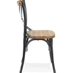 Chaise de cuisine 'RANCH' en bois finition Noyer effet vieilli noir