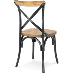 Chaise de cuisine 'RANCH' en bois finition Noyer effet vieilli noir