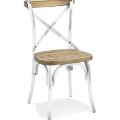 Chaise de cuisine 'RANCH' en bois finition Noyer effet vieilli