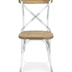 Chaise de cuisine 'RANCH' en bois finition Noyer effet vieilli