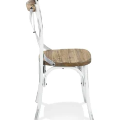 Chaise de cuisine 'RANCH' en bois finition Noyer effet vieilli