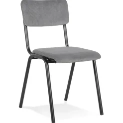 Chaise de cuisine 'VANINA' en tissu côtelé gris foncé