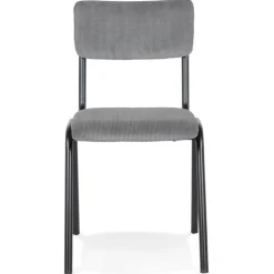 Chaise de cuisine 'VANINA' en tissu côtelé gris foncé