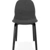 Chaise de salle à manger 'CELTIK' en tissu gris et pieds en bois noir