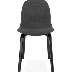Chaise de salle à manger 'CELTIK' en tissu gris et pieds en bois noir