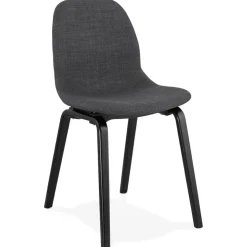 Chaise de salle à manger 'CELTIK' en tissu gris et pieds en bois noir