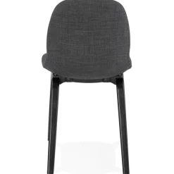 Chaise de salle à manger 'CELTIK' en tissu gris et pieds en bois noir