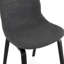 Chaise de salle à manger 'CELTIK' en tissu gris et pieds en bois noir