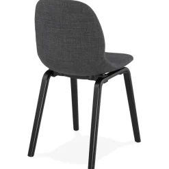 Chaise de salle à manger 'CELTIK' en tissu gris et pieds en bois noir
