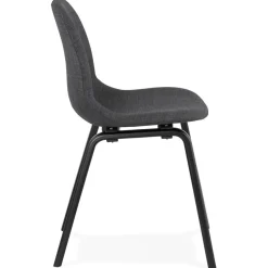 Chaise de salle à manger 'CELTIK' en tissu gris et pieds en bois noir