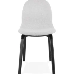 Chaise de salle à manger 'CELTIK' en tissu gris clair et pieds en bois noir
