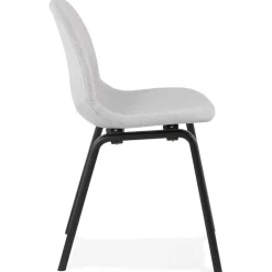 Chaise de salle à manger 'CELTIK' en tissu gris clair et pieds en bois noir
