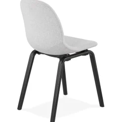 Chaise de salle à manger 'CELTIK' en tissu gris clair et pieds en bois noir