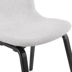 Chaise de salle à manger 'CELTIK' en tissu gris clair et pieds en bois noir