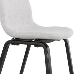 Chaise de salle à manger 'CELTIK' en tissu gris clair et pieds en bois noir