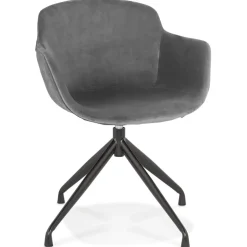 Chaise design avec accoudoirs 'GRAPIN' en velours gris