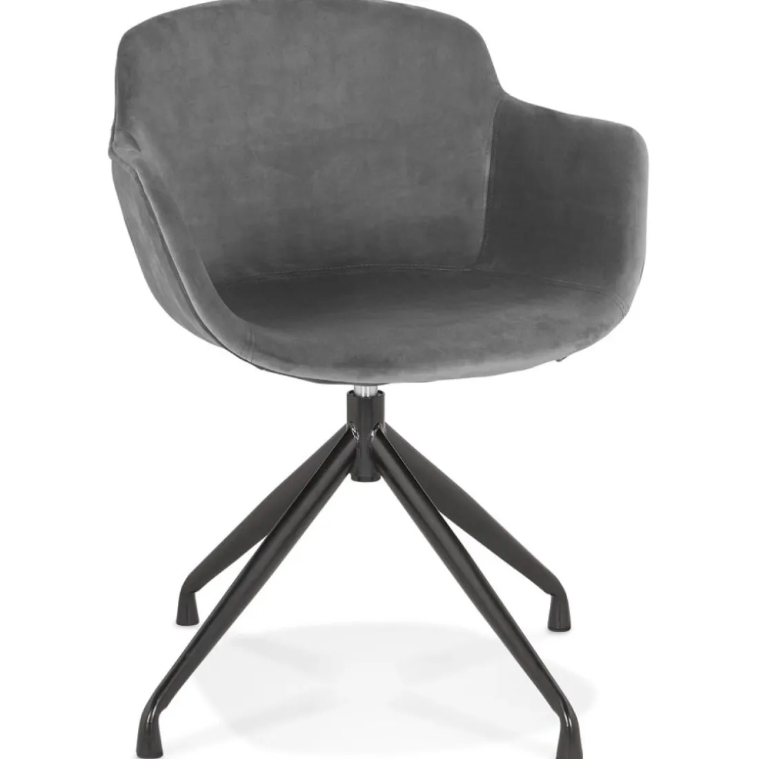 Chaise design avec accoudoirs 'GRAPIN' en velours gris