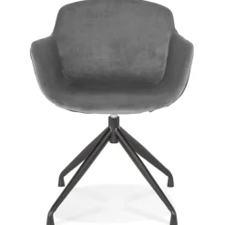 Chaise design avec accoudoirs 'GRAPIN' en velours gris