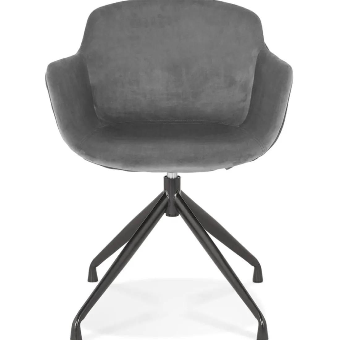 Chaise design avec accoudoirs 'GRAPIN' en velours gris