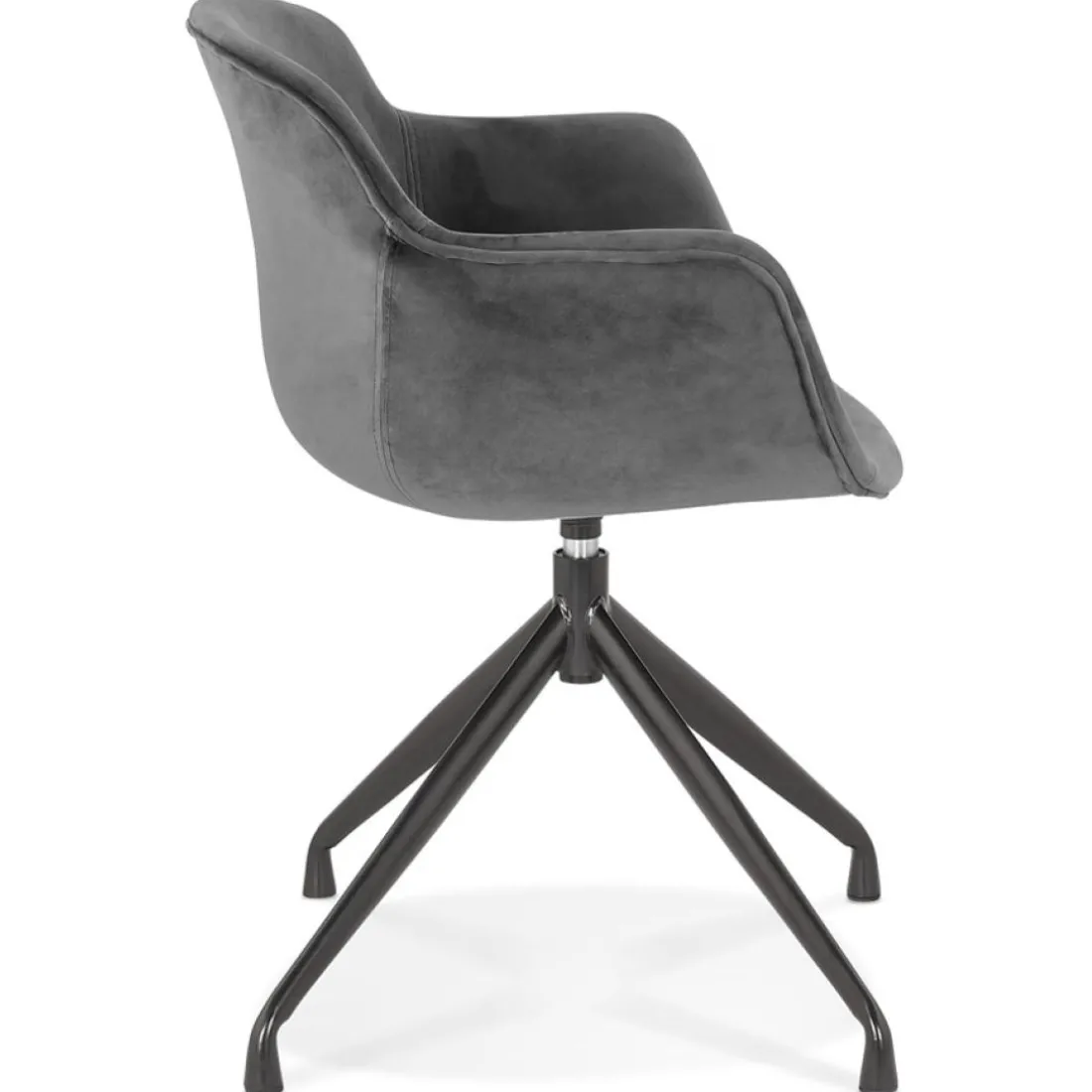 Chaise design avec accoudoirs 'GRAPIN' en velours gris