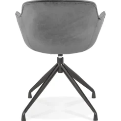 Chaise design avec accoudoirs 'GRAPIN' en velours gris