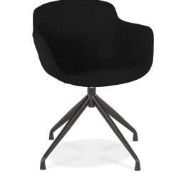 Chaise design avec accoudoirs 'SWAN' en tissu noir