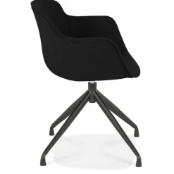 Chaise design avec accoudoirs 'SWAN' en tissu noir