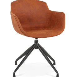 Chaise design avec accoudoirs 'SOUND' en microfibre brune