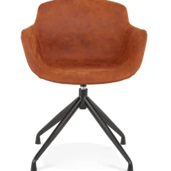 Chaise design avec accoudoirs 'SOUND' en microfibre brune