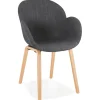 Chaise design avec accoudoirs 'SAMY' en tissu gris style scandinave