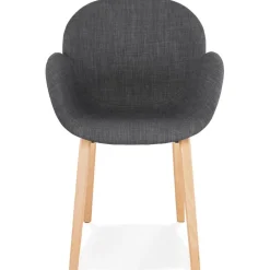 Chaise design avec accoudoirs 'SAMY' en tissu gris style scandinave