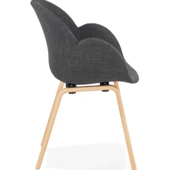 Chaise design avec accoudoirs 'SAMY' en tissu gris style scandinave