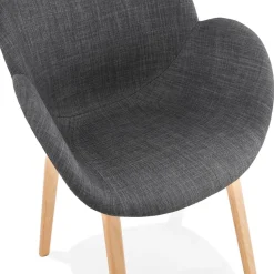 Chaise design avec accoudoirs 'SAMY' en tissu gris style scandinave
