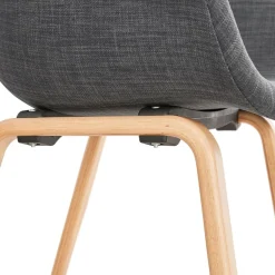 Chaise design avec accoudoirs 'SAMY' en tissu gris style scandinave