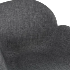Chaise design avec accoudoirs 'SAMY' en tissu gris et pieds en bois noir