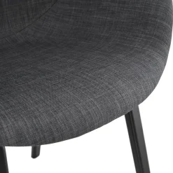 Chaise design avec accoudoirs 'SAMY' en tissu gris et pieds en bois noir
