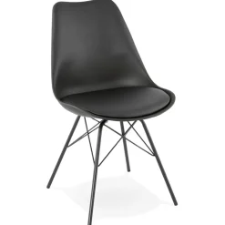 Chaise design 'BYBLOS' noire style industriel