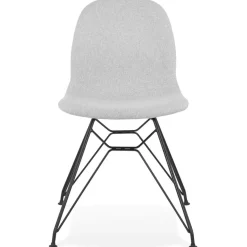 Chaise design 'DECLIK' grise claire avec pieds en métal noir